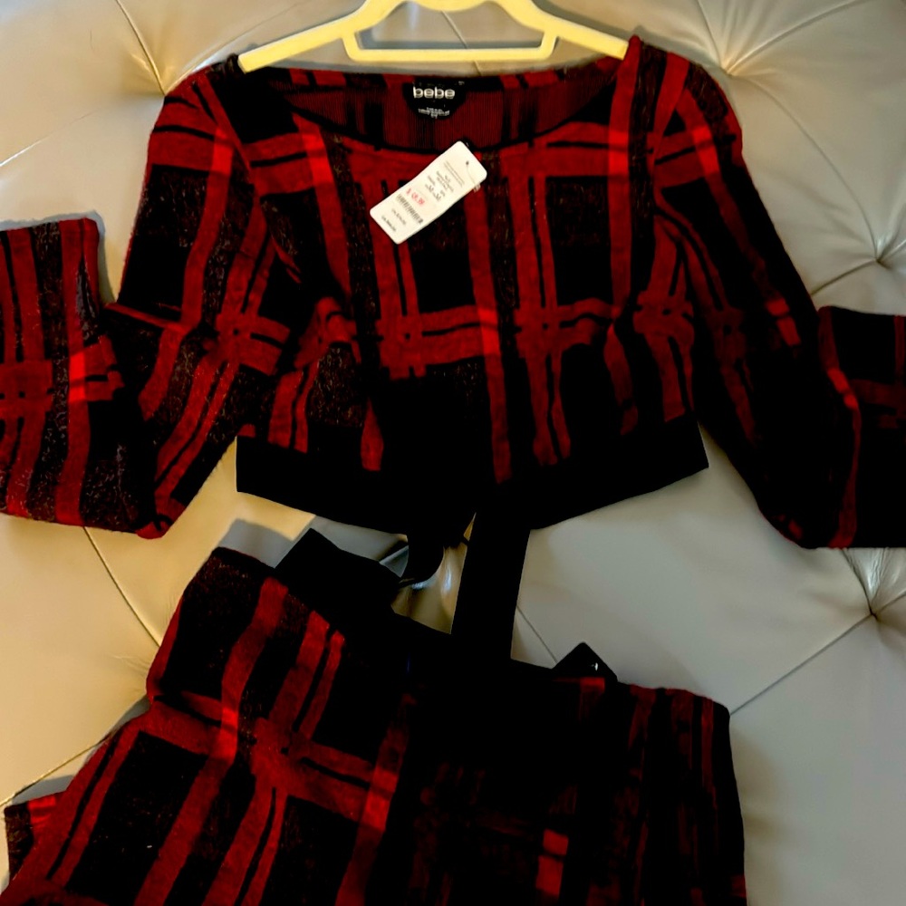Sexy flannel top and midi skirt